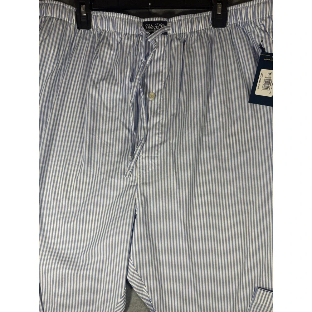 Polo Ralph Lauren Men's Blue and White Striped Sleepwear Pajama Pants Size 1XT